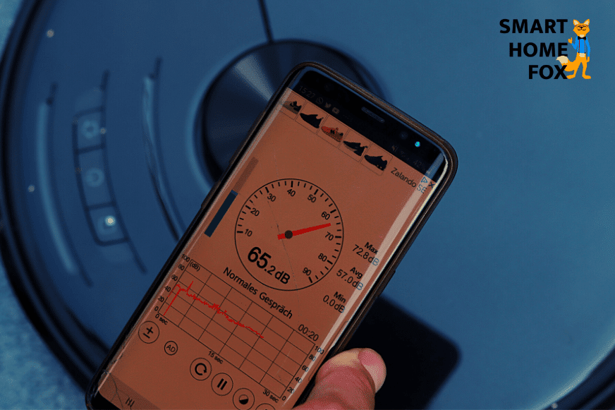 Die Lautstärke des Roborock S6 MaxV wird gemessen.